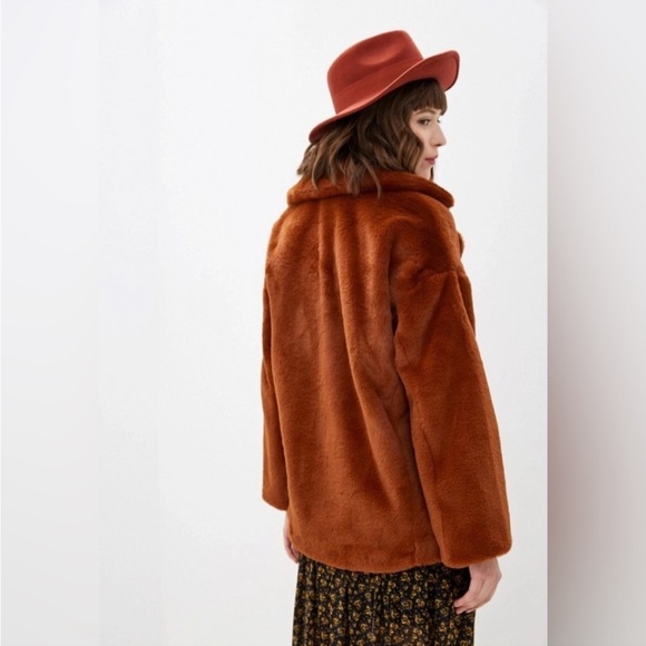 Free People: Brown Kate Faux Fur Coat - Picture 2 of 14